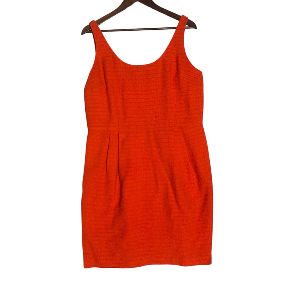 Ann Taylor Orange Textured Fit & Flare Dress Sleeveless Size 14